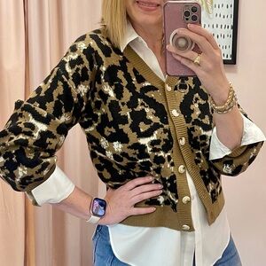 Leopard Print Cardigan Button Closure